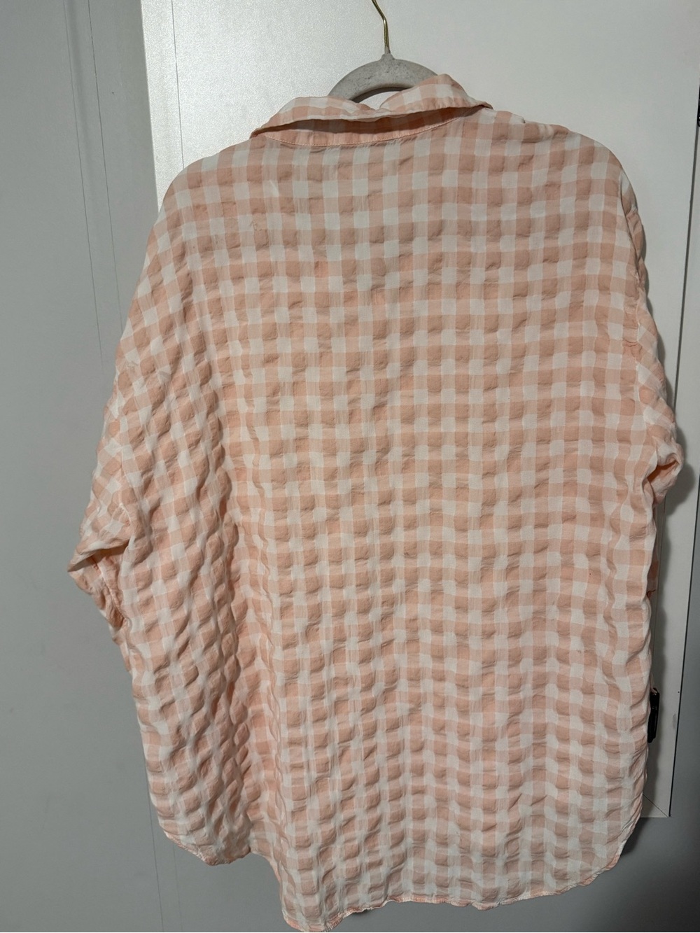 164. Zara Cotton/Viscose Pink and White Gingham Oversized Button-Down Shirt - Picture 4 of 6